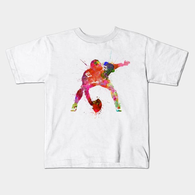 American football in watercolor Kids T-Shirt by PaulrommerArt